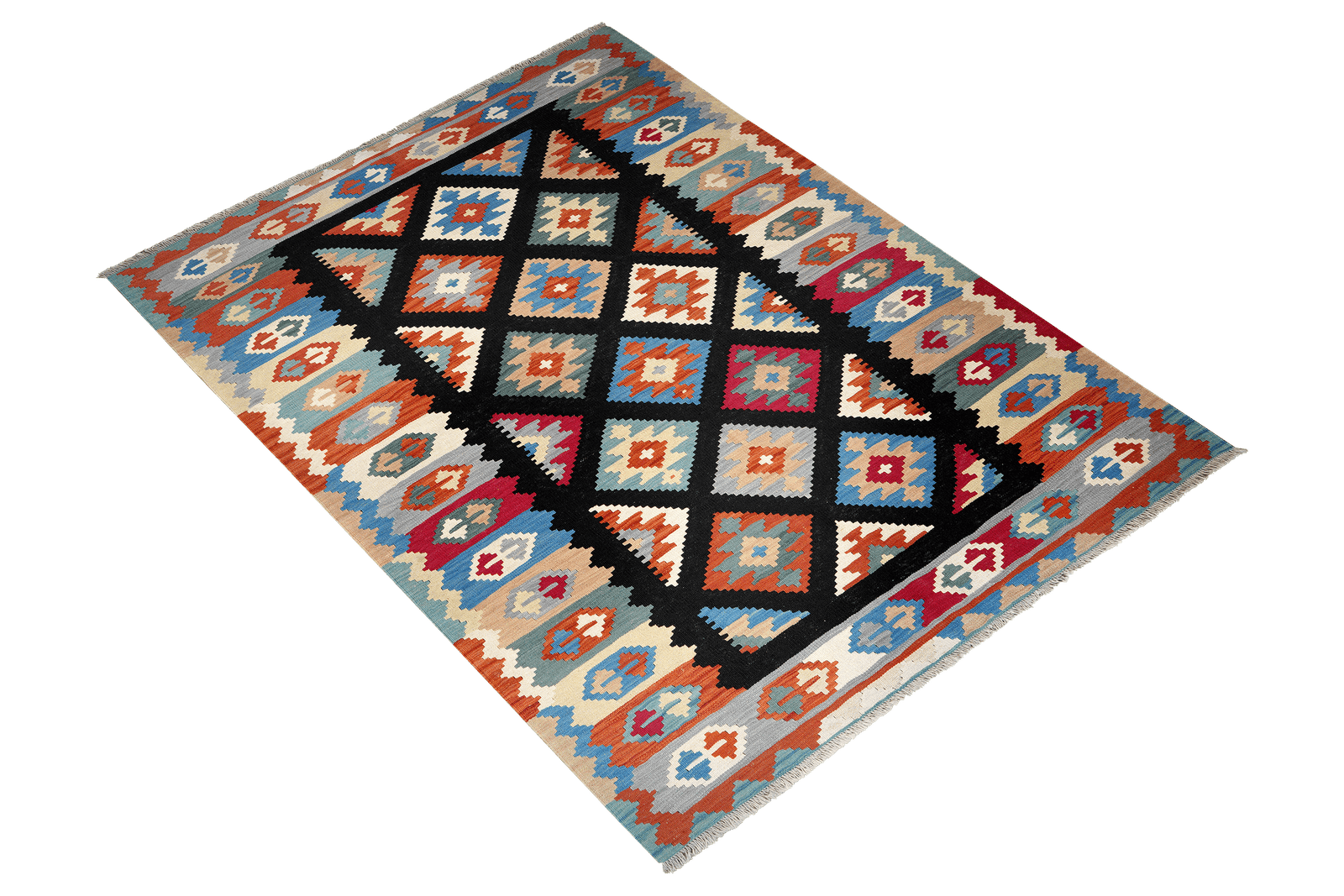 Kelim Gashgai — Handmade, 174x254 cm, Black, 100% Virgin Wool | View 4