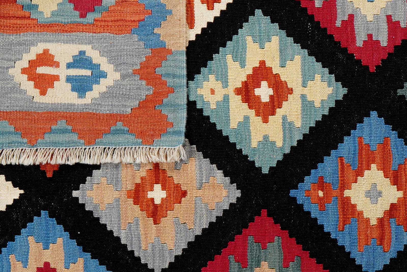 Kelim Gashgai — Handmade, 174x254 cm, Black, 100% Virgin Wool | View 6