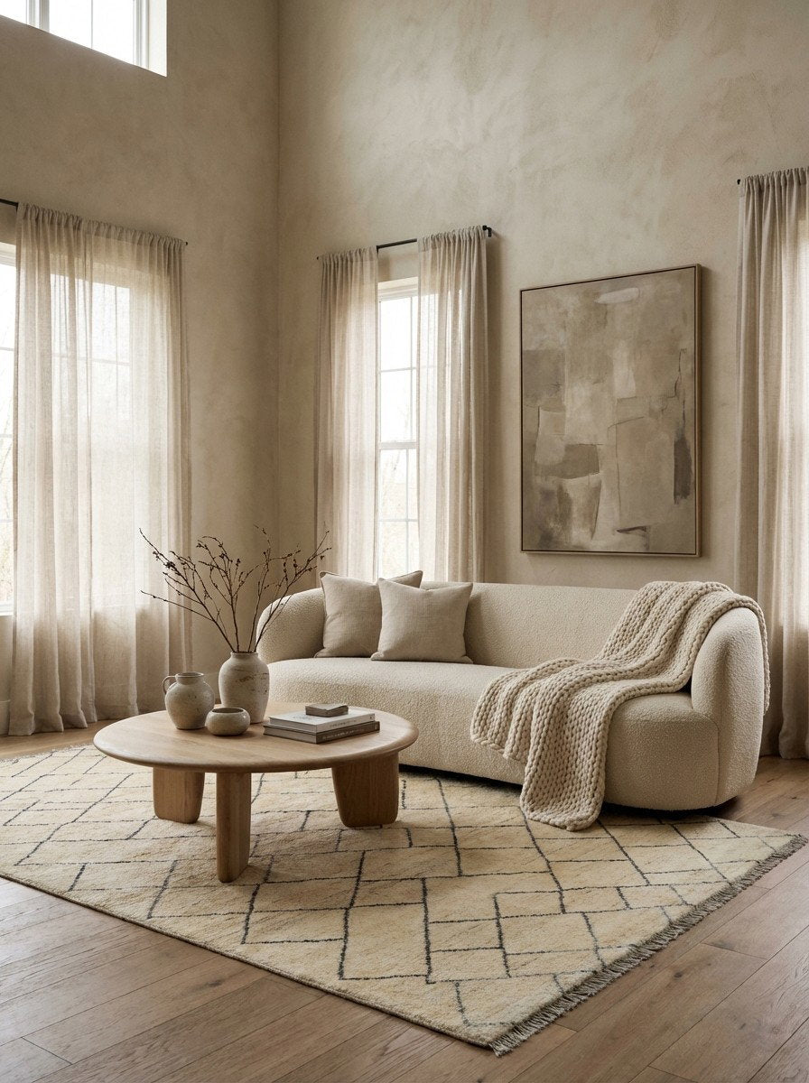 Gabbeh Basi — Handgefertigt, 246x171 cm, Beige, 100% Virgin Wool | Detail view