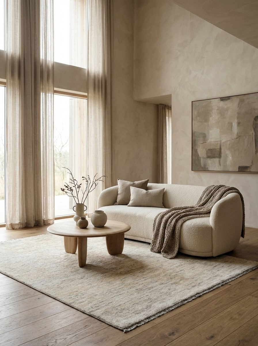 Gabbeh — Hand-knotted, 154x195 cm, Beige, 100% Virgin Wool | Detail view