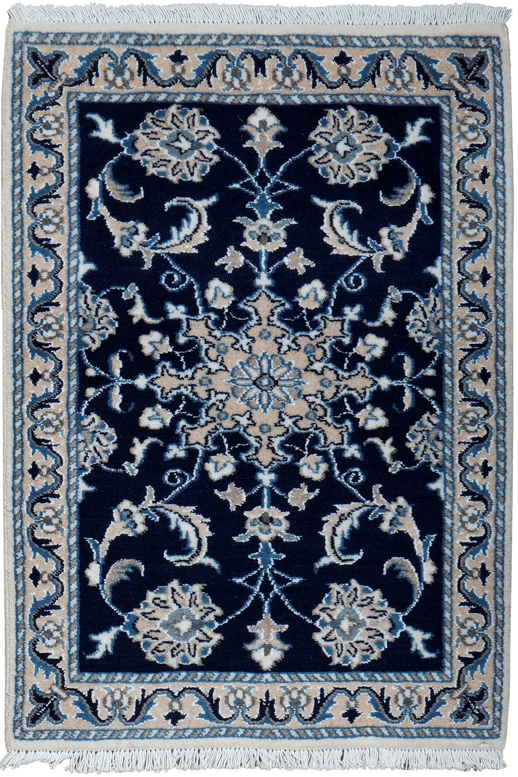 Nain 12La — Hand-knotted, 61x89 cm, Blue, 100% Virgin Wool | Main view