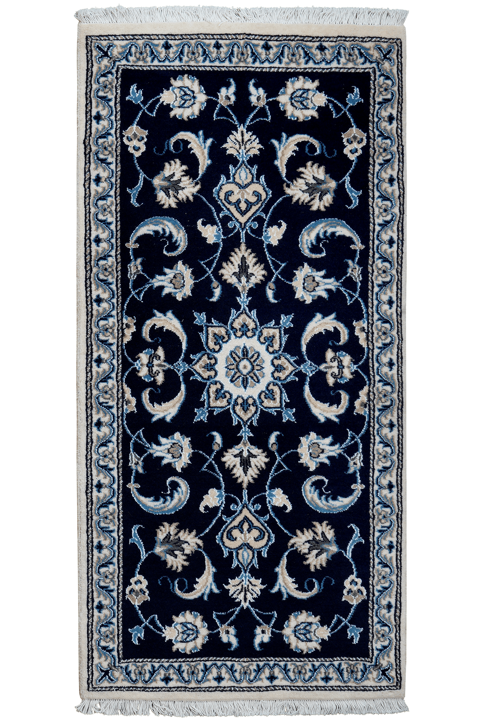 Nain 12La — Hand-knotted, 68x140 cm, Blue, 100% Virgin Wool | Main view