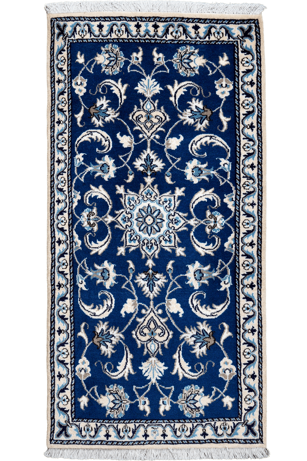 Nain 12La — Hand-knotted, 69x135 cm, Blue, 100% Virgin Wool | Main view