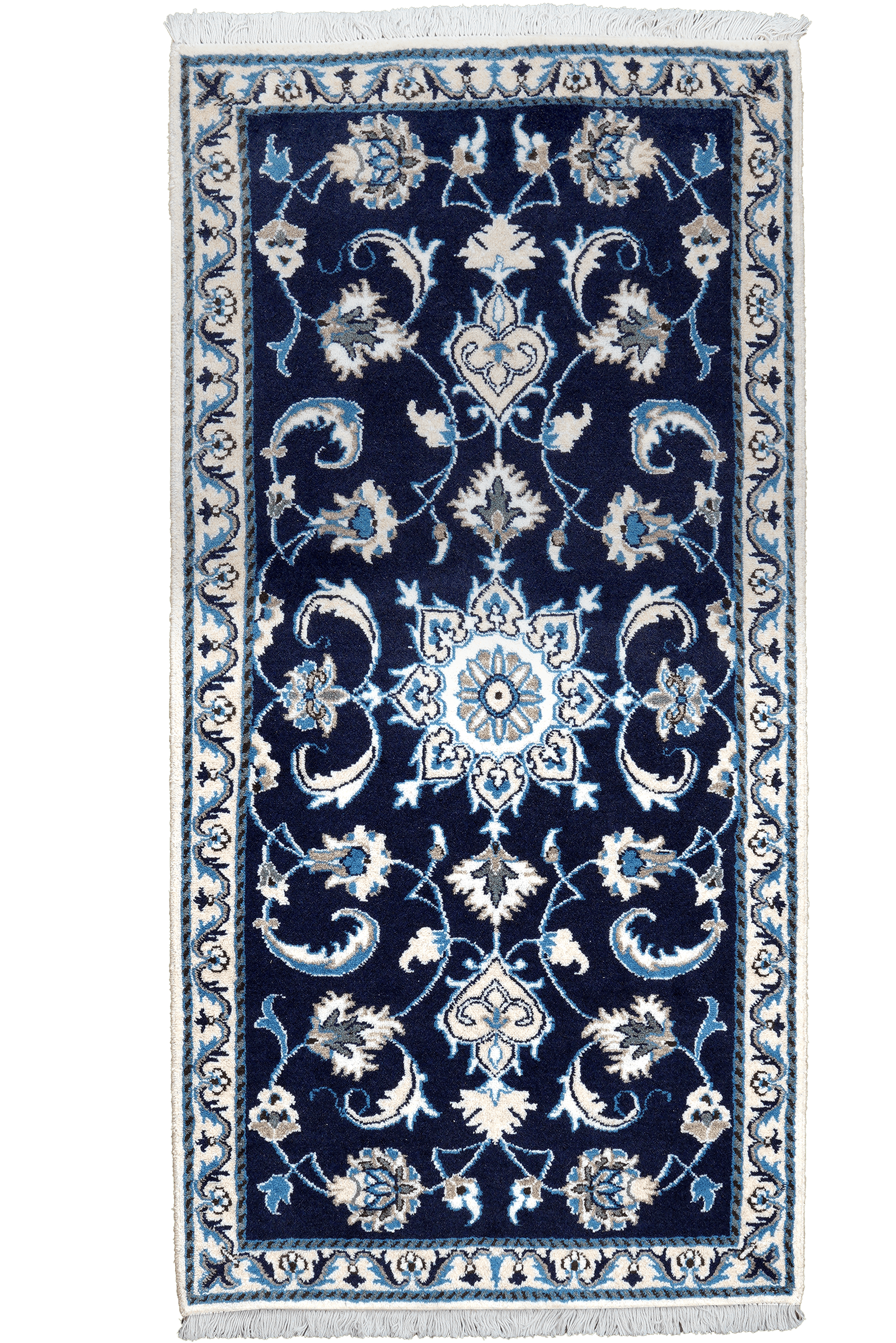 Nain 12La — Hand-knotted, 67x136 cm, Blue, 100% Virgin Wool | Main view