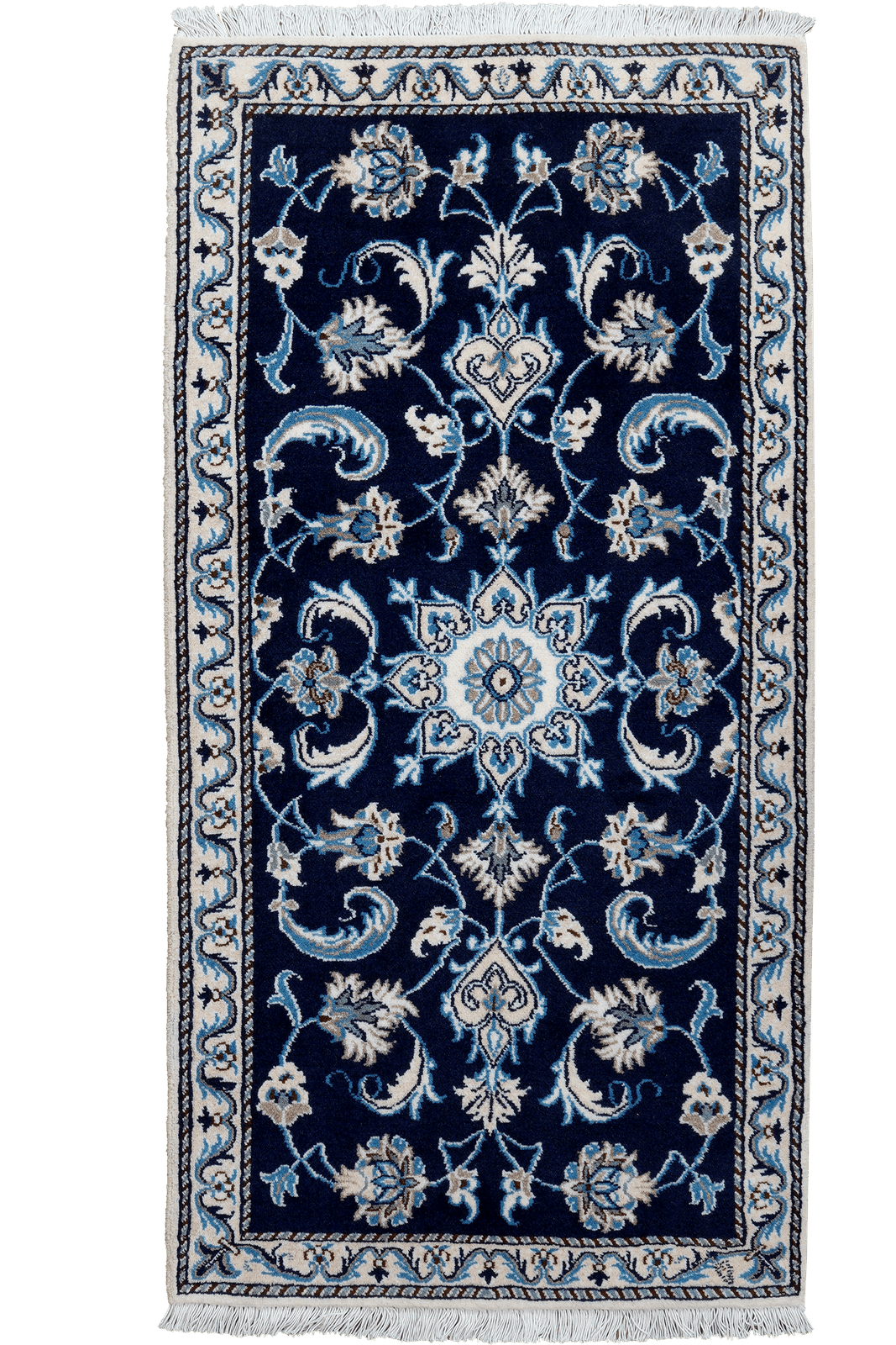 Nain 12La — Hand-knotted, 70x142 cm, Blue, 100% Virgin Wool | Main view