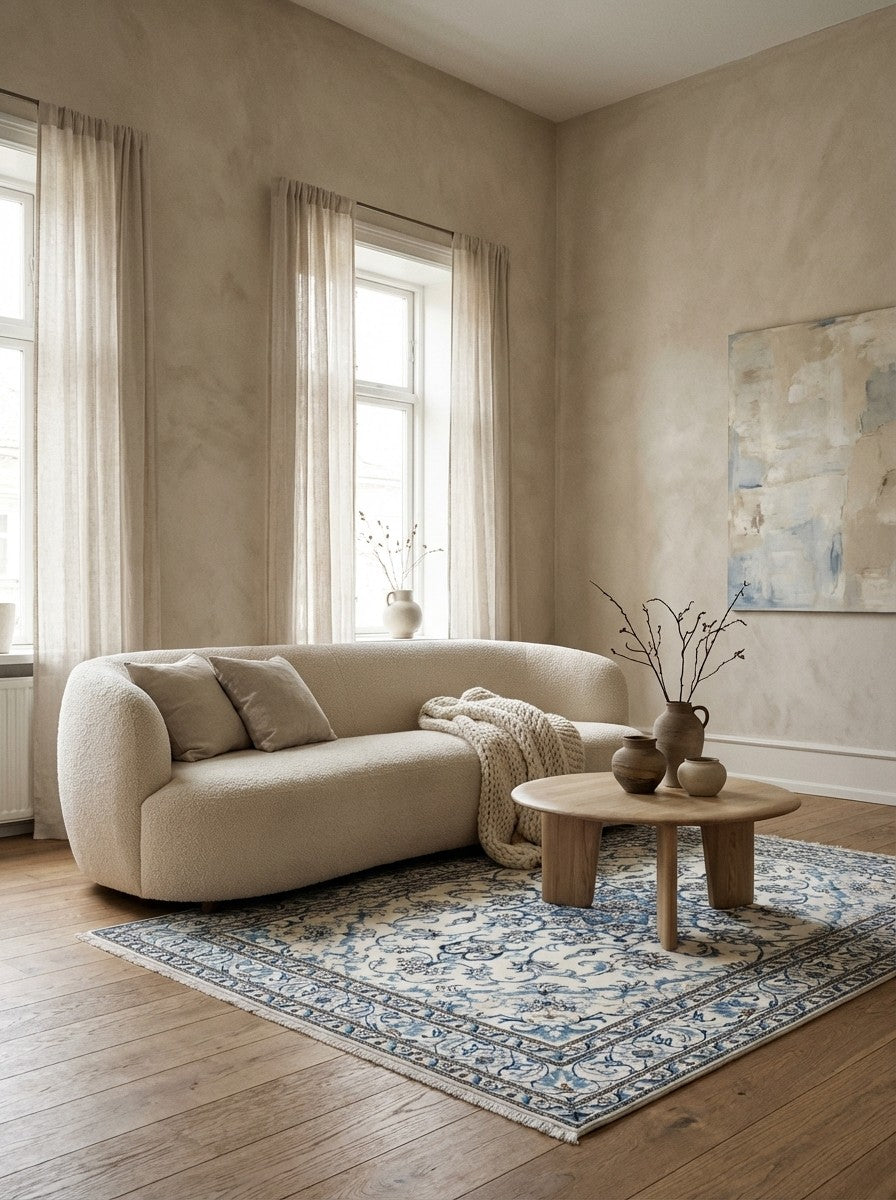 Nain 12La — Hand-knotted, 167x227 cm, Beige, 100% Virgin Wool | Detail view