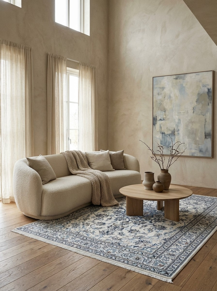 Nain 12La — Hand-knotted, 166x231 cm, Beige, 100% Virgin Wool | Detail view