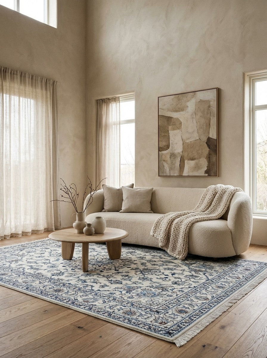Nain 12La — Hand-knotted, 157x240 cm, Beige, 100% Virgin Wool | Detail view