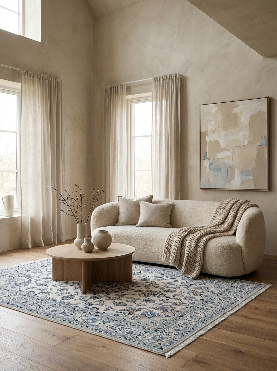 Nain 12La — Hand-knotted, 161x234 cm, Beige, 100% Virgin Wool | Detail view
