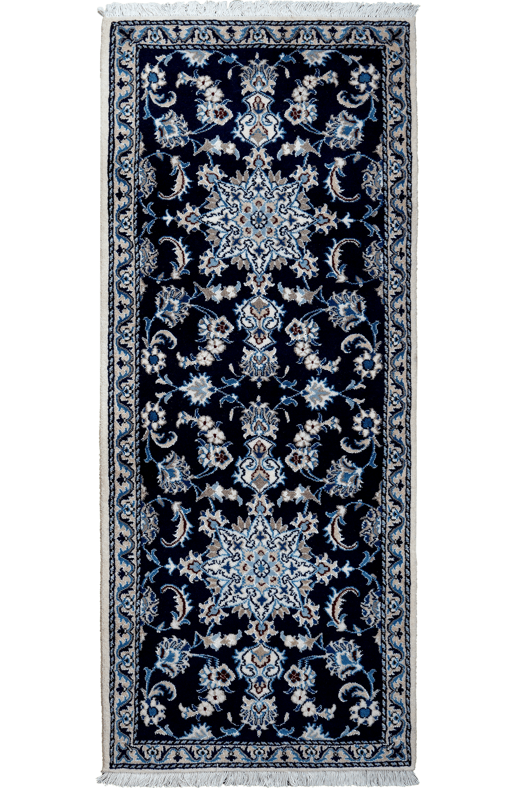 Nain 12La — Hand-knotted, 75x189 cm, Blue, 100% Virgin Wool | Main view