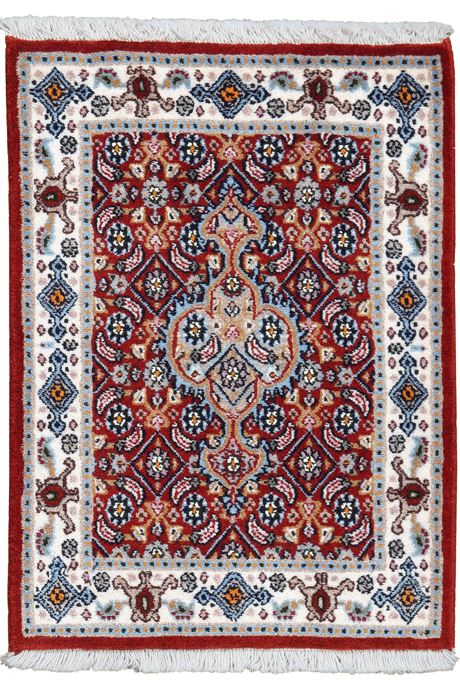 Moud Mahi — Hand-knotted, 41x58 cm, Red, 100% Virgin Wool | Main view