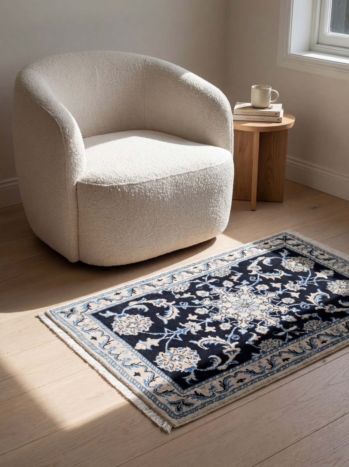 Nain 12La — Hand-knotted, 59x90 cm, Blue, 100% Virgin Wool | Detail view