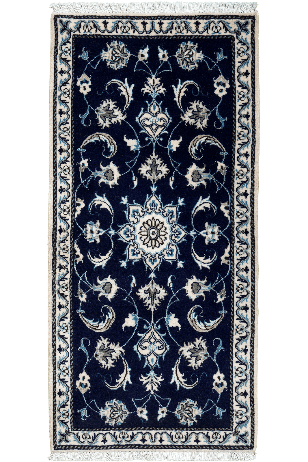 Nain 12La — Hand-knotted, 68x140 cm, Blue, 100% Virgin Wool | Main view