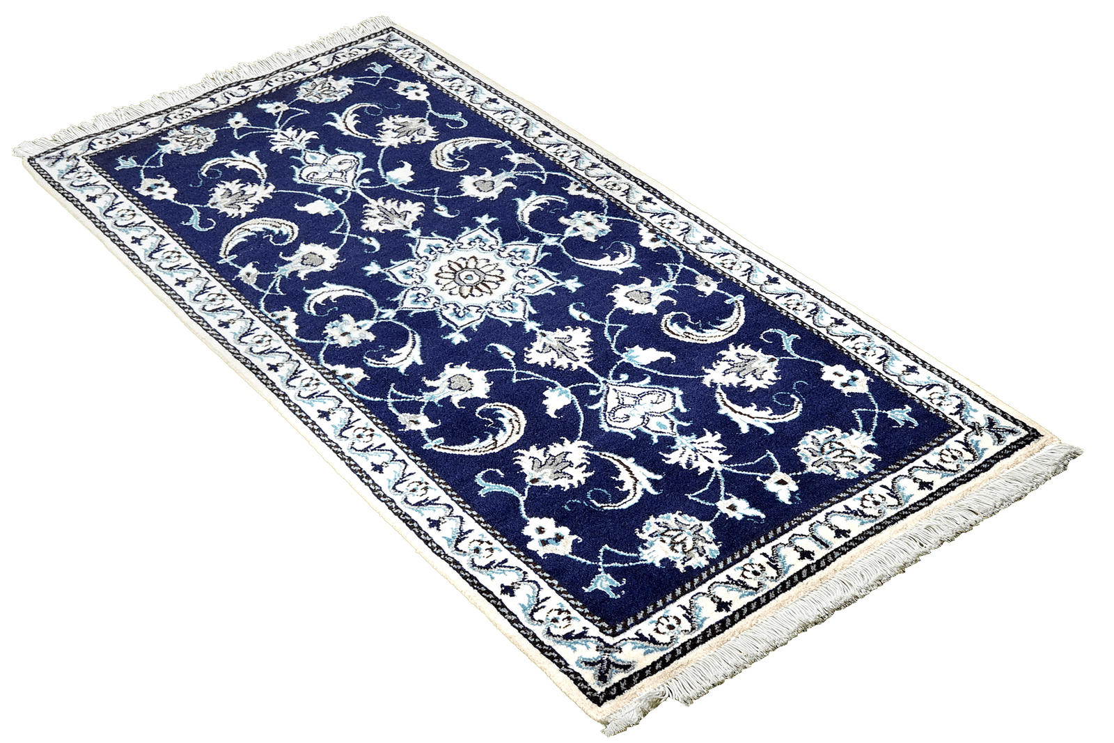 Nain 12La — Hand-knotted, 68x140 cm, Blue, 100% Virgin Wool | View 4