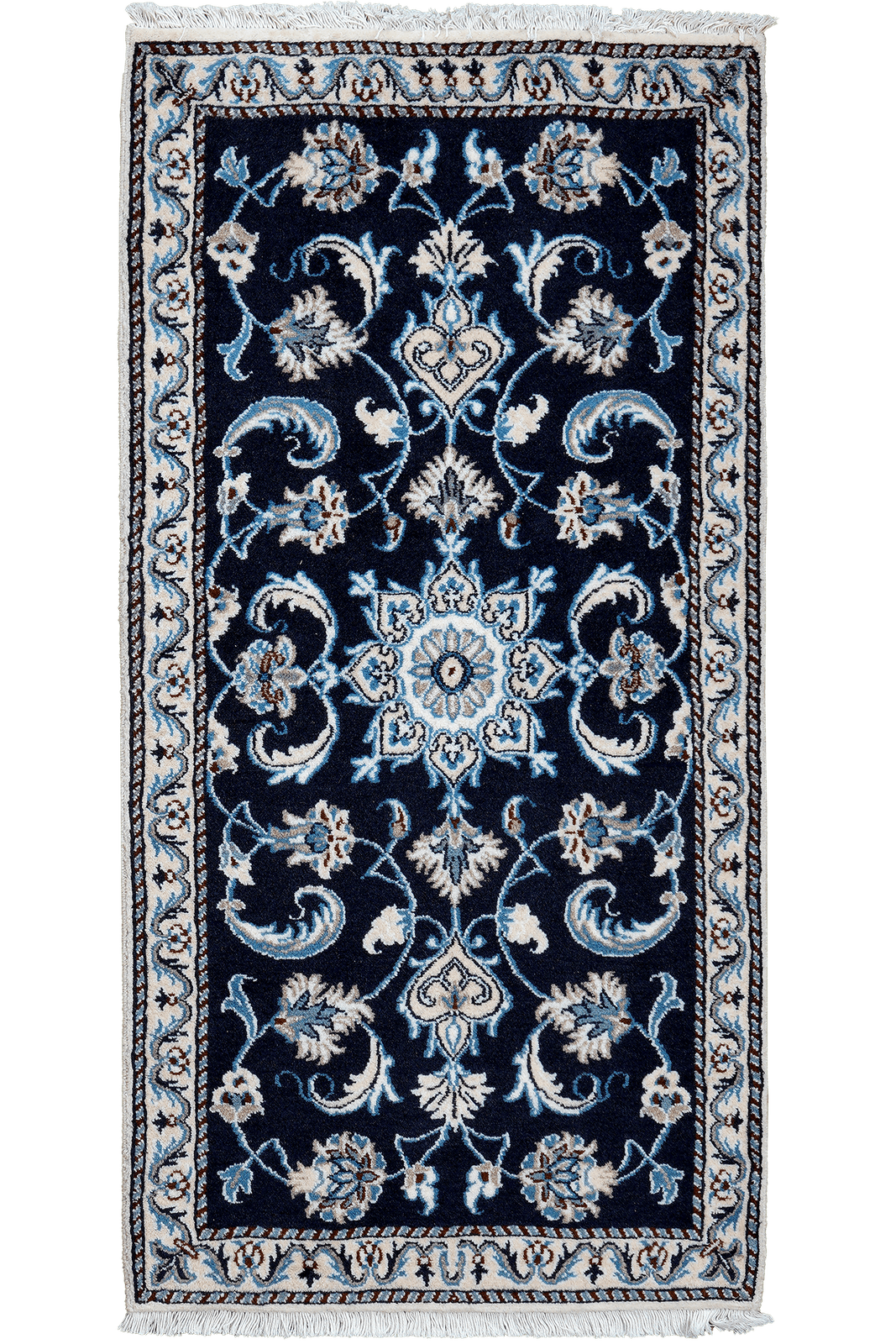 Nain 12La — Hand-knotted, 68x135 cm, Blue, 100% Virgin Wool | Main view
