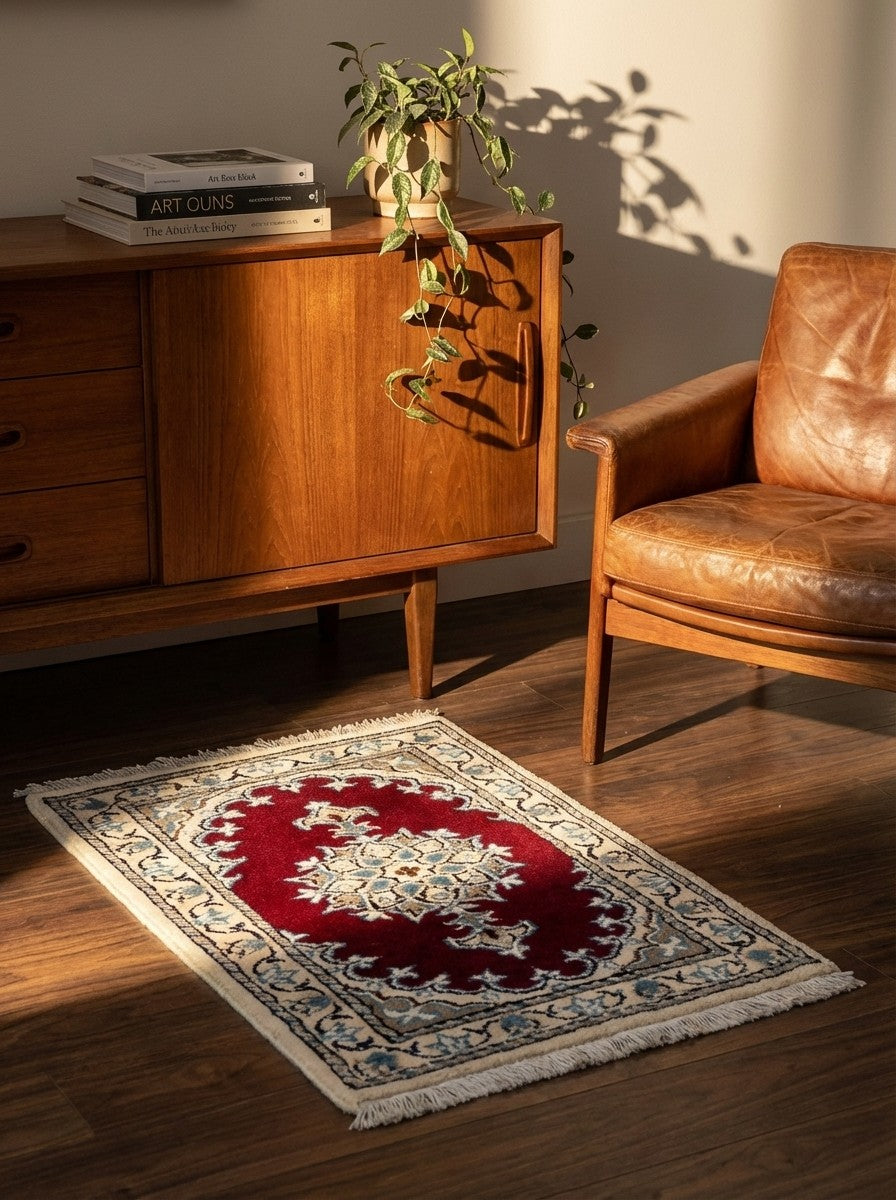 Nain 12La — Hand-knotted, 39x58 cm, Red, 100% Virgin Wool | Back view