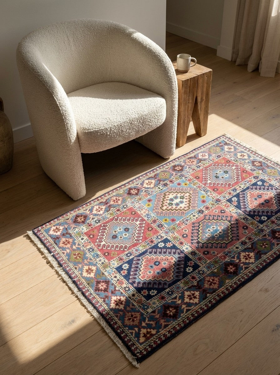 Yalameh — Hand-knotted, 81x128 cm, Multicolor, 100% Virgin Wool | Detail view