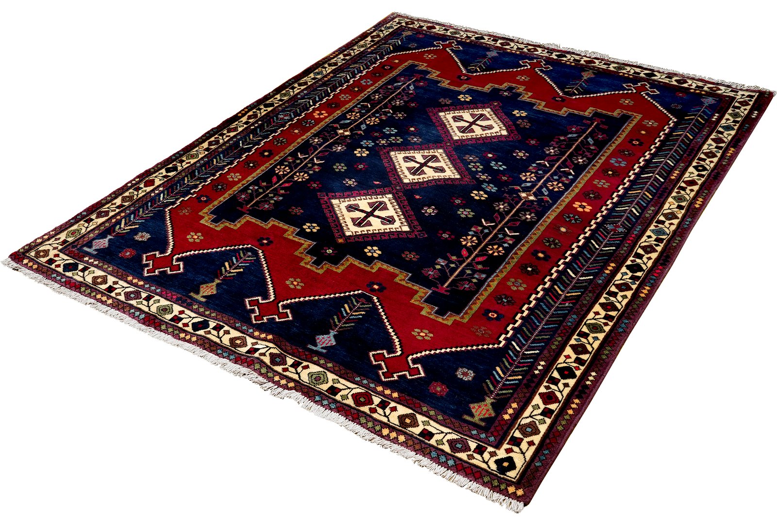 Afshar — Hand-knotted, 165x210 cm, Blue, 100% Virgin Wool | View 5
