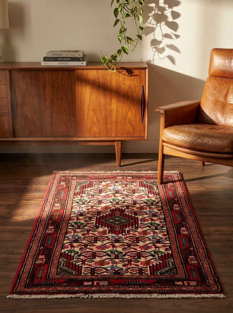 Assadabad — Hand-knotted, 59x97 cm, Multicolor, 100% Virgin Wool | Back view