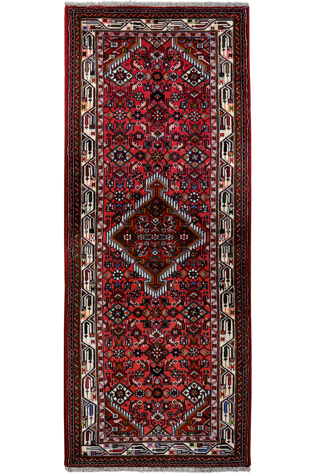 Assadabad — Hand-knotted, 83x207 cm, Red, 100% Virgin Wool | Main view
