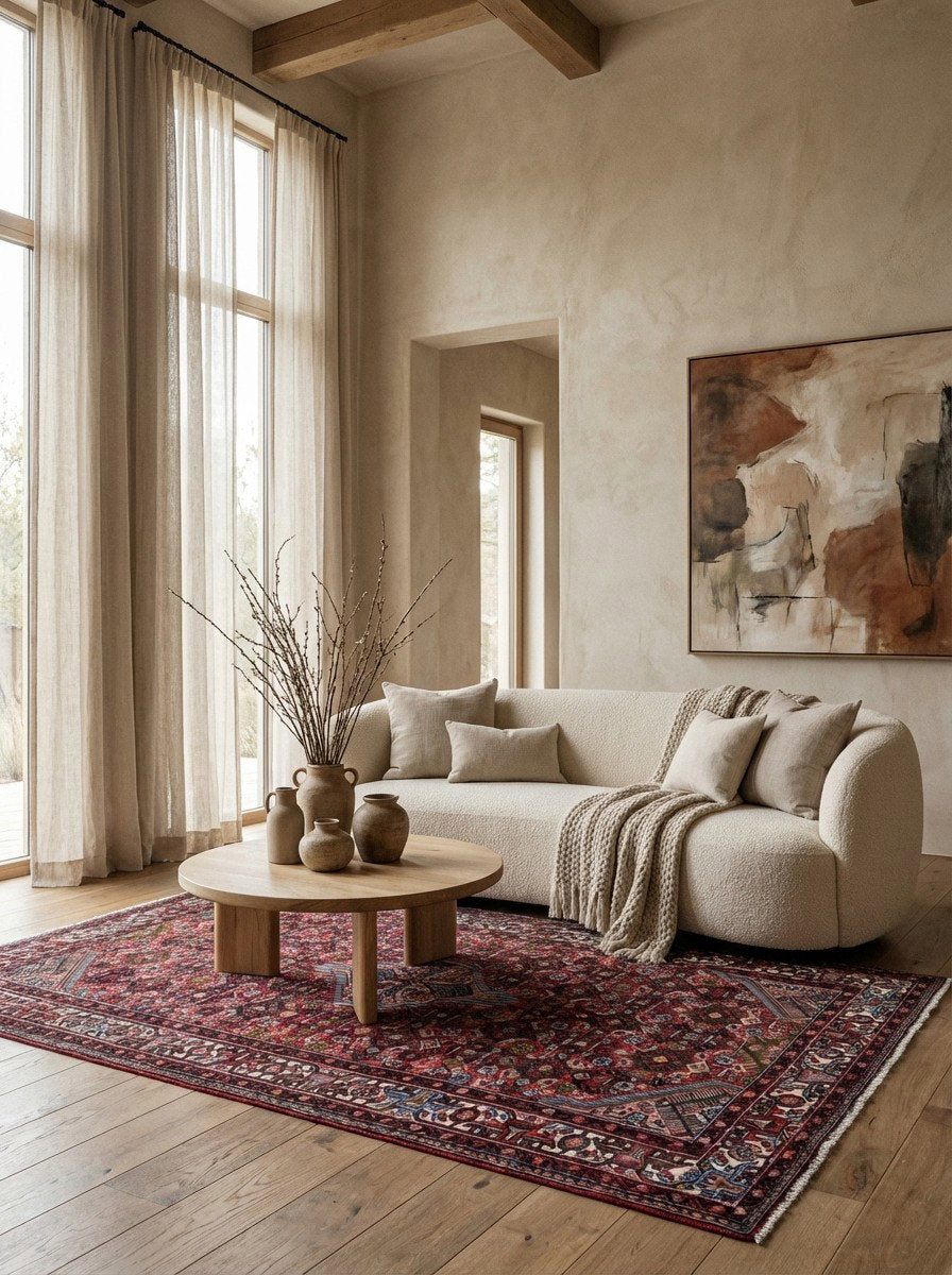 Assadabad — Handgefertigt, 200x127 cm, Beige, 100% Virgin Wool | Detail view