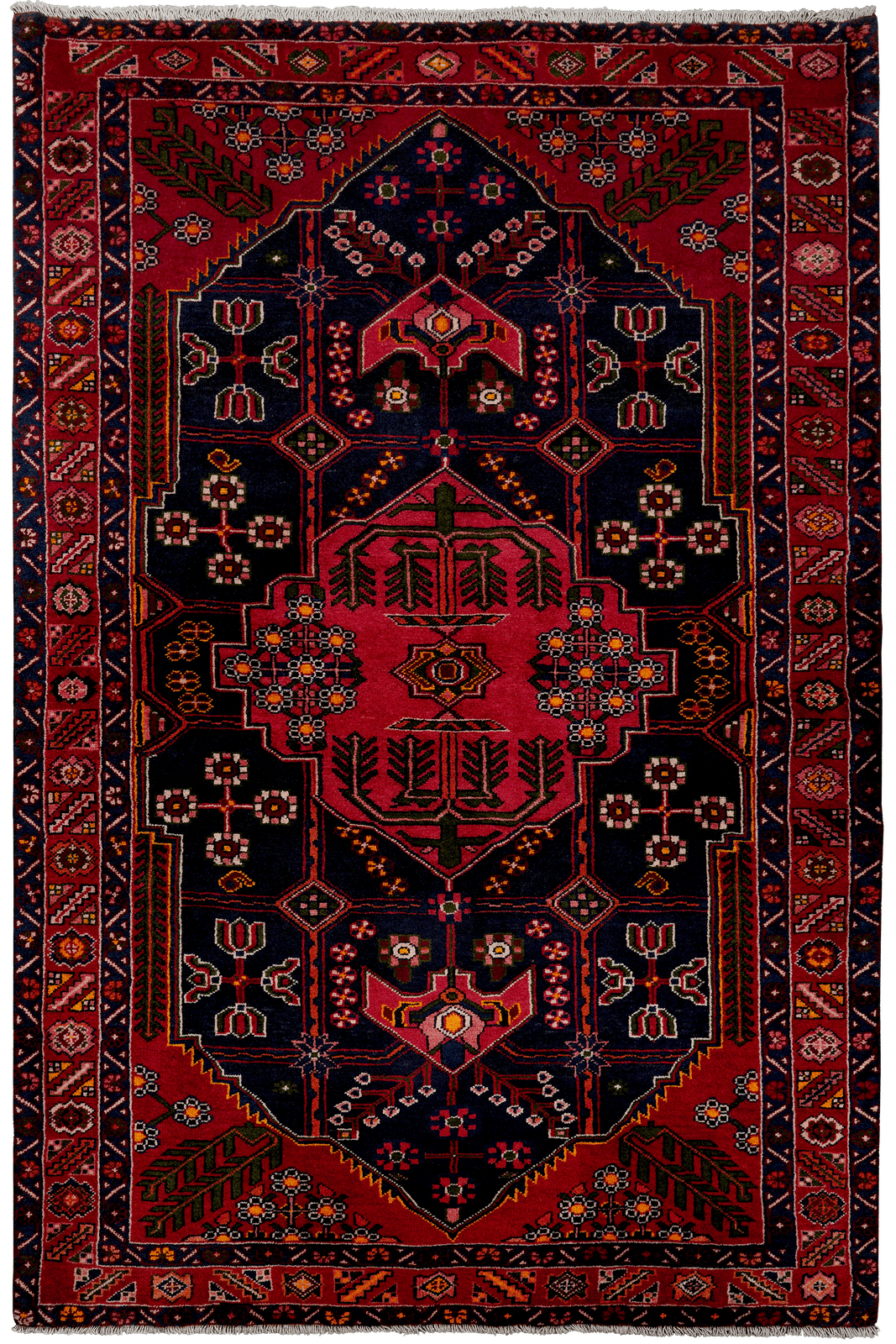 Shahsavan — Hand-knotted, 146x226 cm, Blue, 100% Virgin Wool | Main view