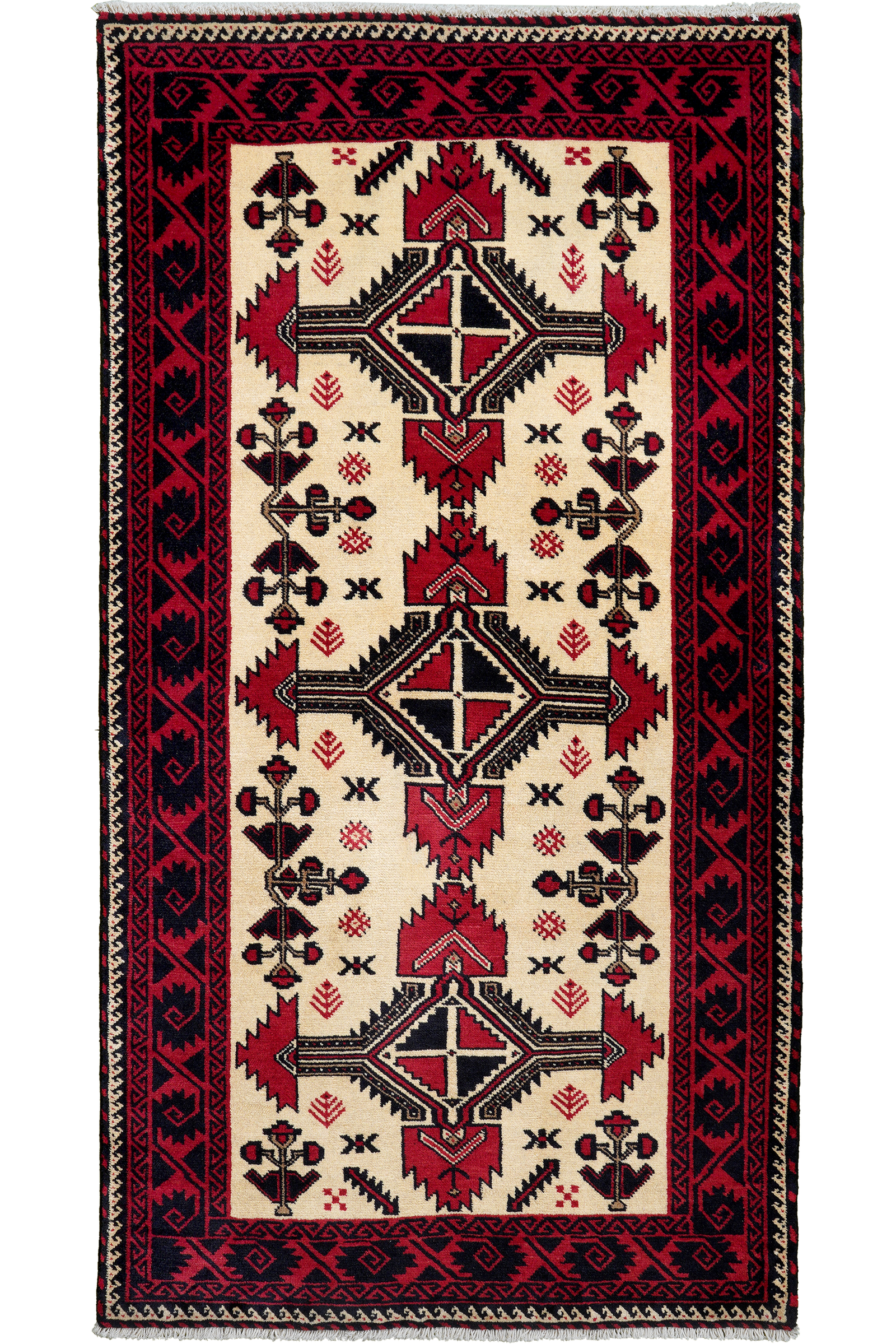 Belutch — Handgefertigt, 185x109 cm, Rot, 100% Virgin Wool | Main view