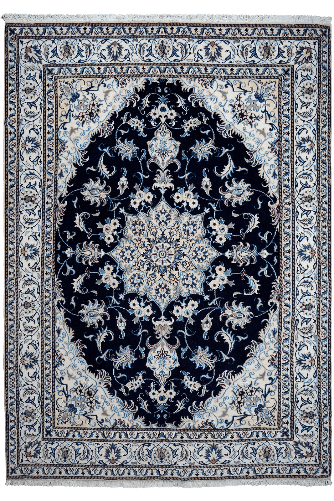 Nain 12La — Hand-knotted, 165x235 cm, Blue, 100% Virgin Wool | Main view