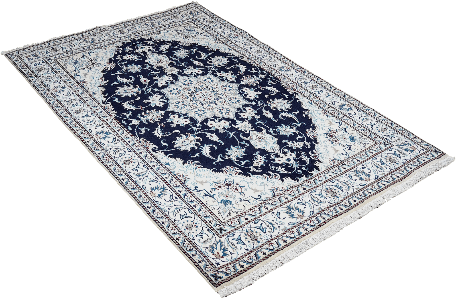 Nain 12La — Hand-knotted, 165x235 cm, Blue, 100% Virgin Wool | View 4