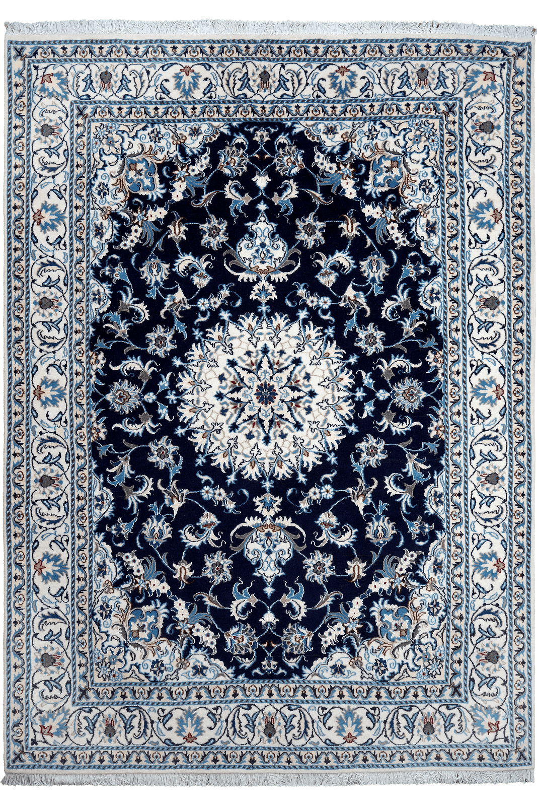 Nain 12La — Hand-knotted, 164x236 cm, Blue, 100% Virgin Wool | Main view
