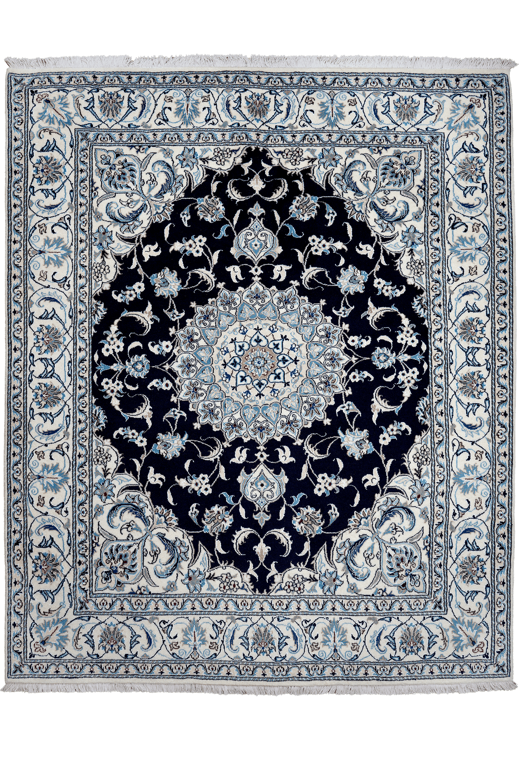 Nain 12La — Hand-knotted, 196x240 cm, Blue, 100% Virgin Wool | Main view