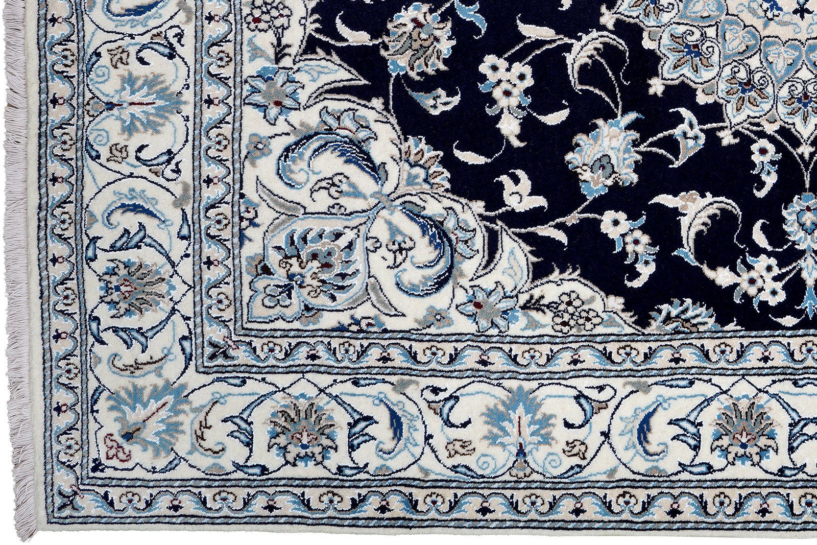 Nain 12La — Hand-knotted, 196x240 cm, Blue, 100% Virgin Wool | View 3