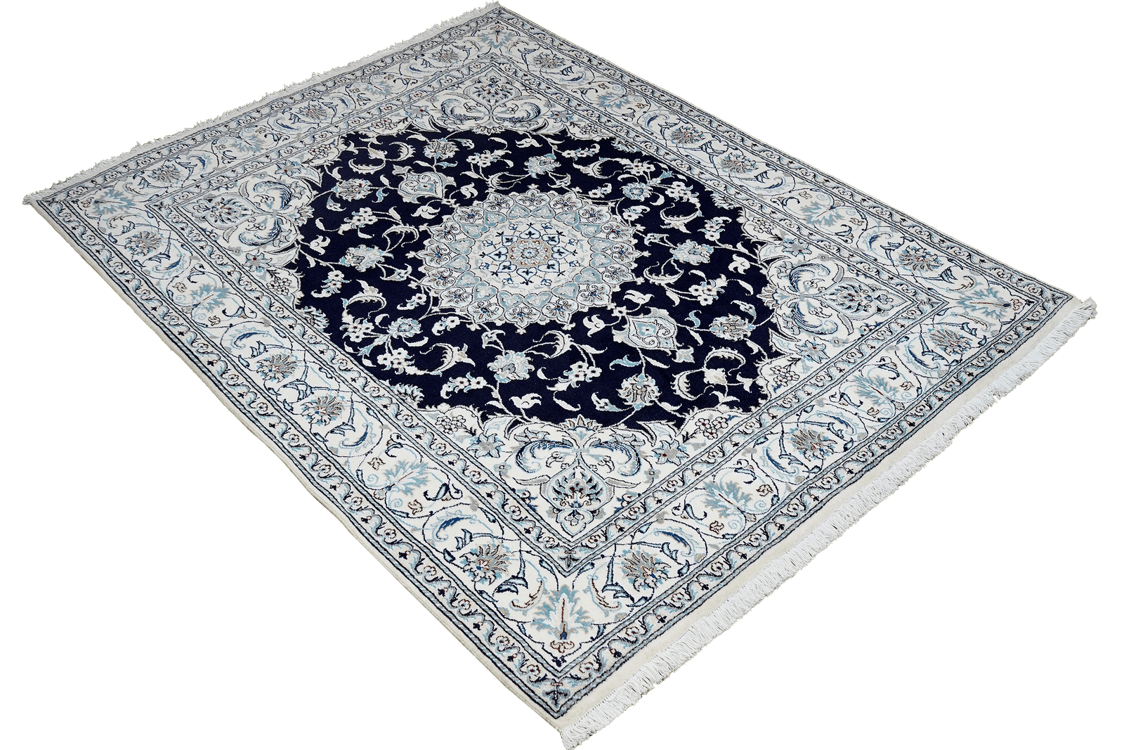 Nain 12La — Hand-knotted, 196x240 cm, Blue, 100% Virgin Wool | View 4