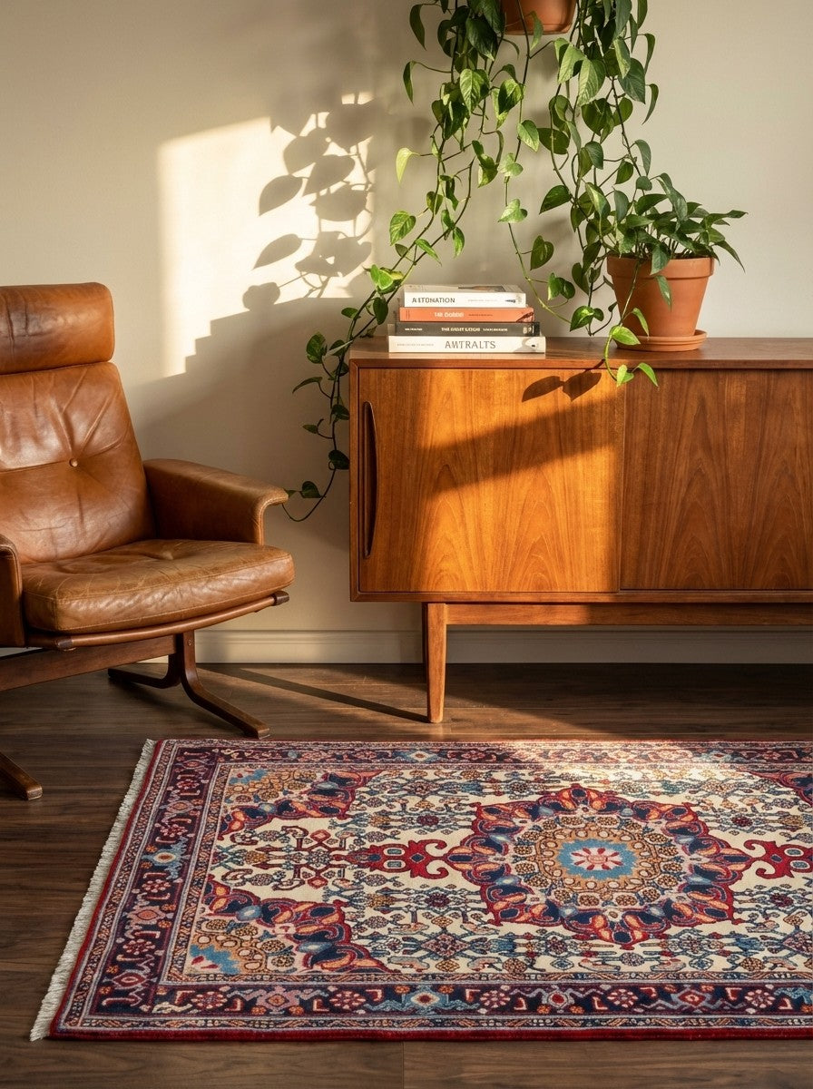 Bidjar Zandjan — Hand-knotted, 106x158 cm, Beige, 100% Virgin Wool | Back view