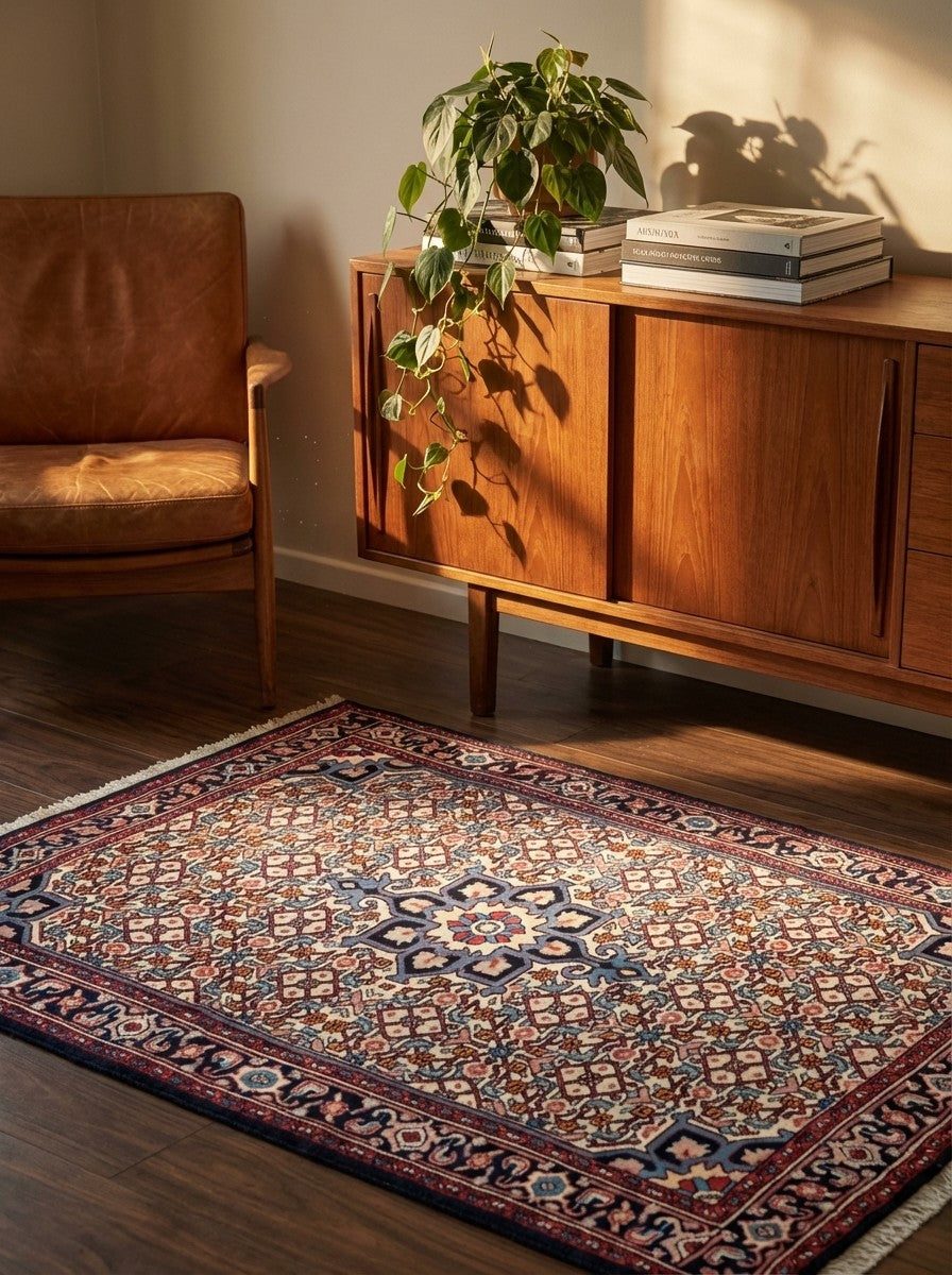 Bidjar Zandjan — Hand-knotted, 100x150 cm, Beige, 100% Virgin Wool | Back view