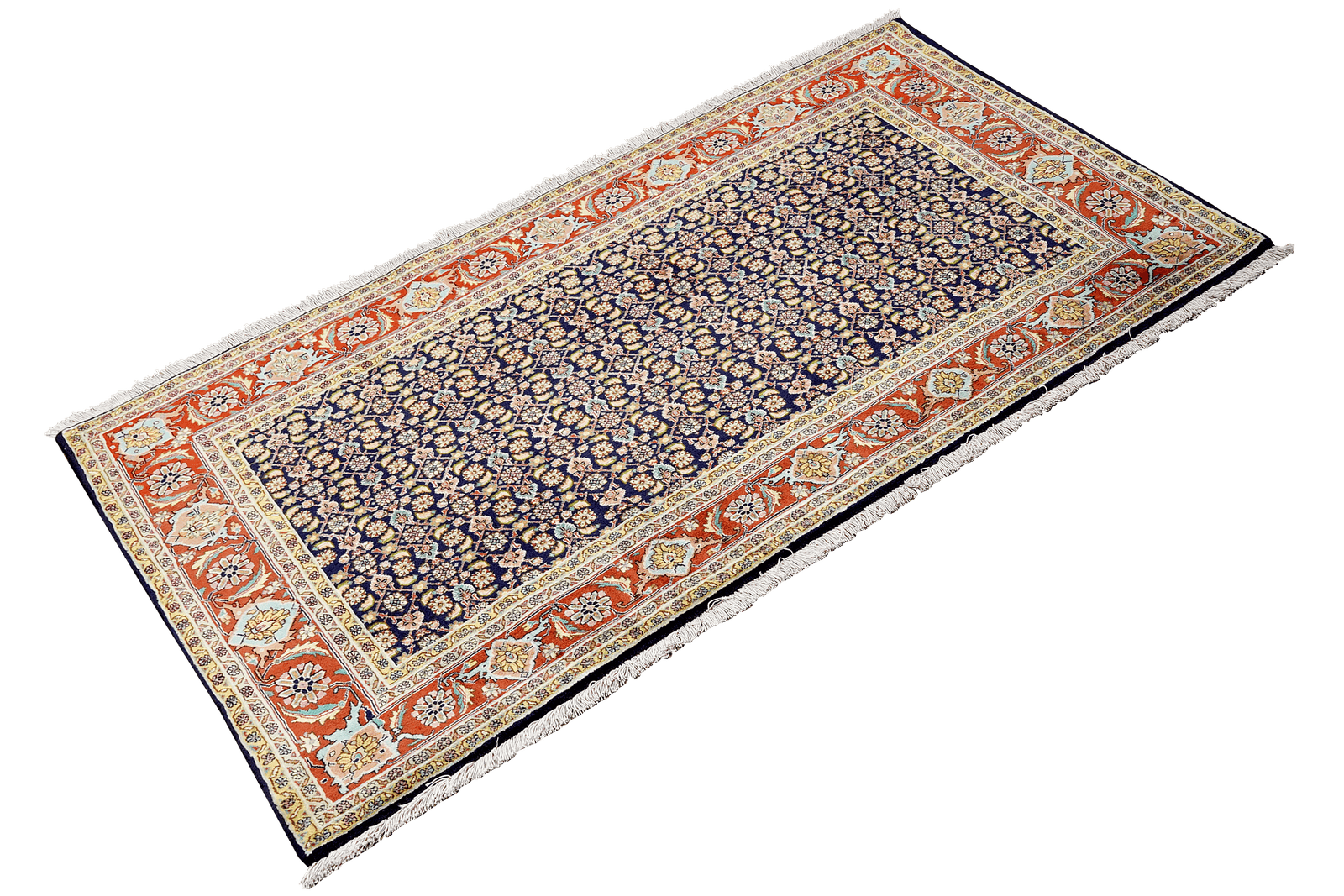 Tabriz 50 Raj — Hand-knotted, 149x95 cm, Blue, 100% Virgin Wool | View 4