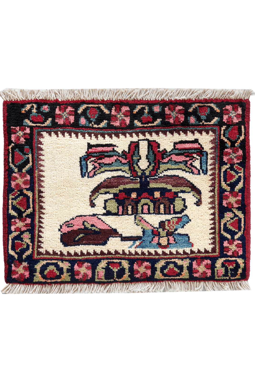 Afshar — Hand-knotted, 45x35 cm, Beige, 100% Virgin Wool | Main view