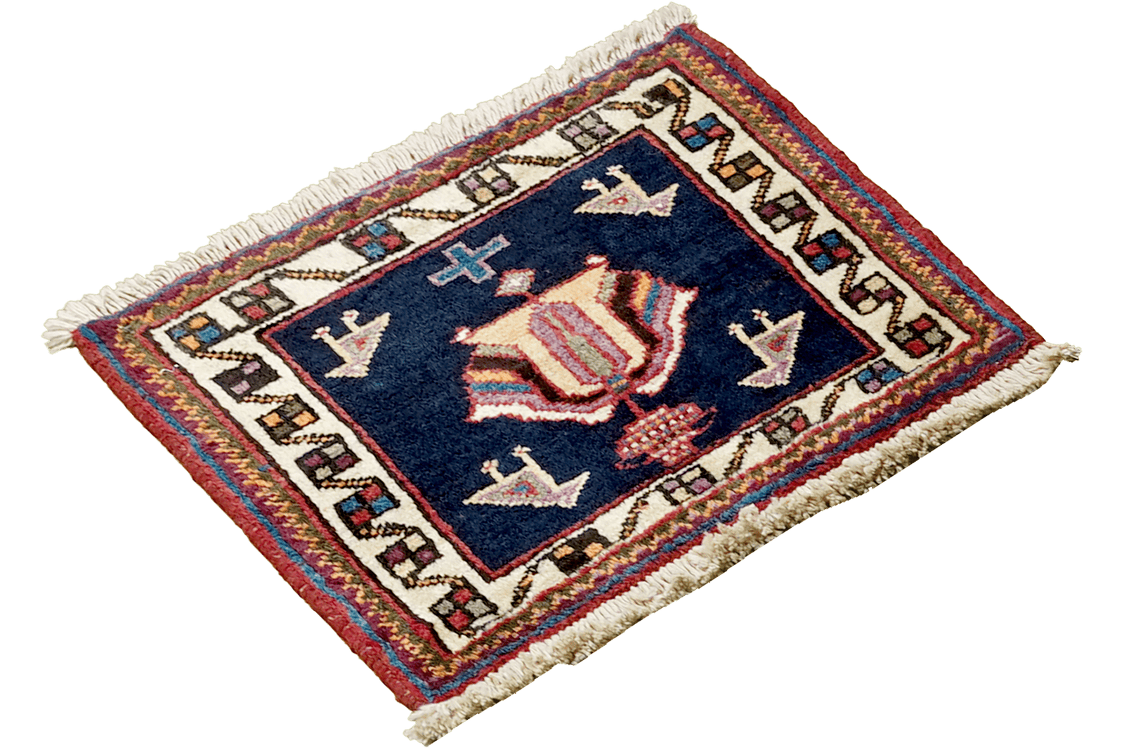 Afshar — Hand-knotted, 44x34 cm, Blue, 100% Virgin Wool | View 4