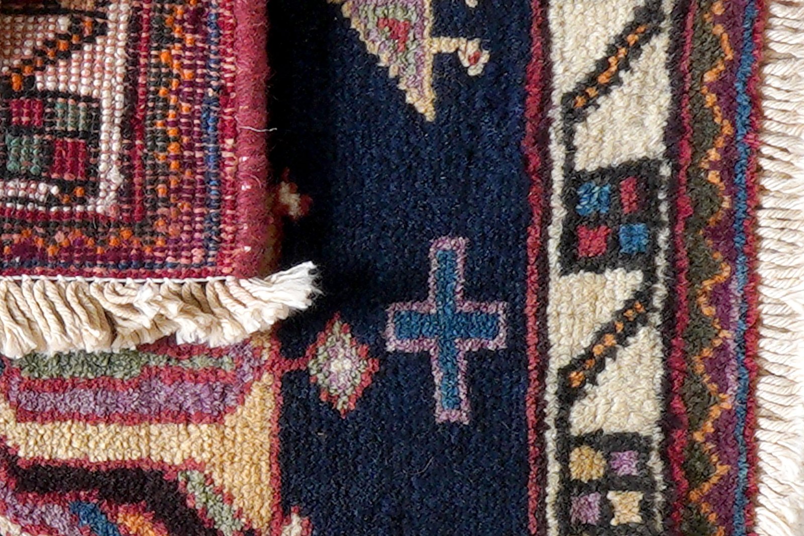 Afshar — Hand-knotted, 44x34 cm, Blue, 100% Virgin Wool | View 7