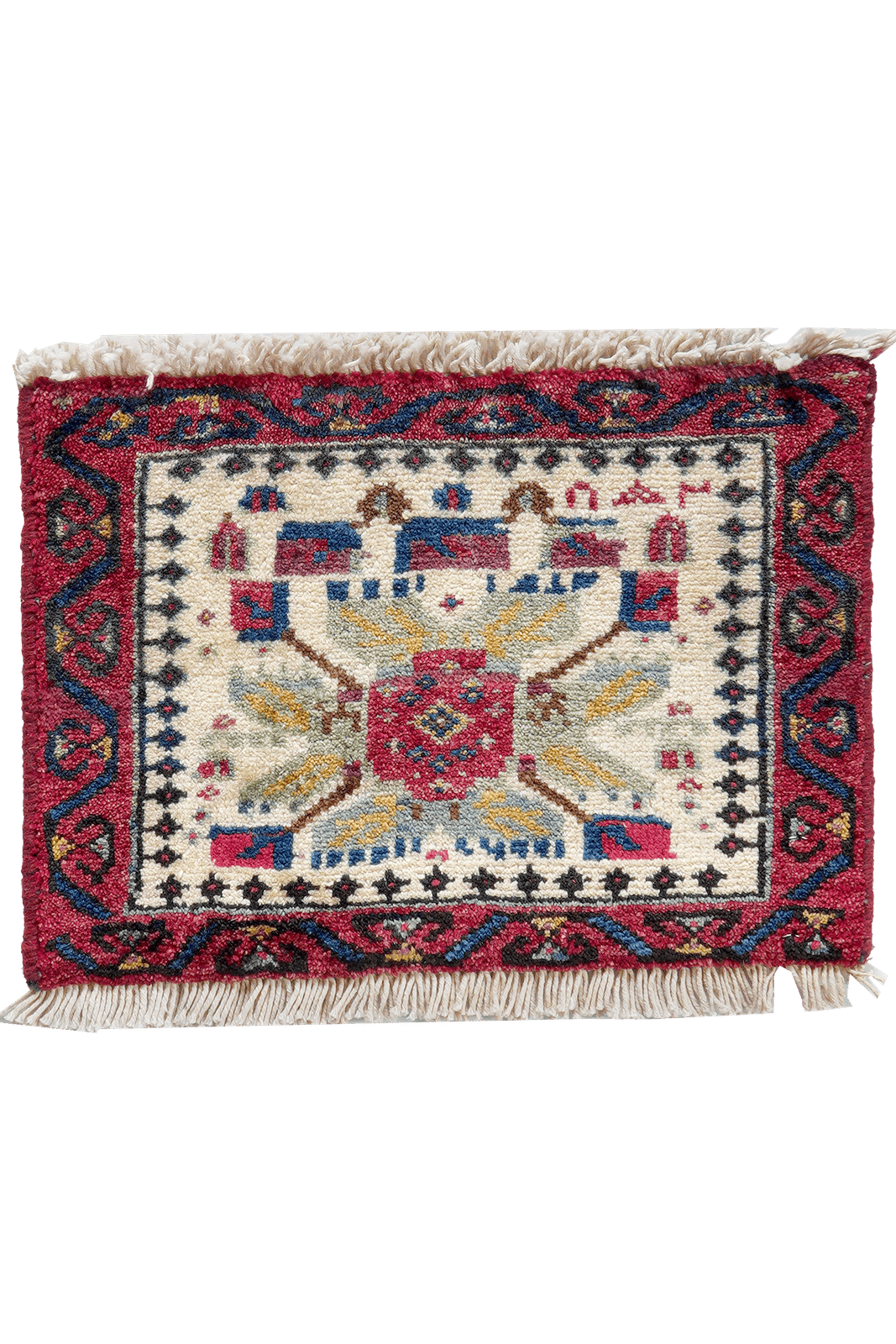 Afshar — Hand-knotted, 40x28 cm, Beige, 100% Virgin Wool | Main view