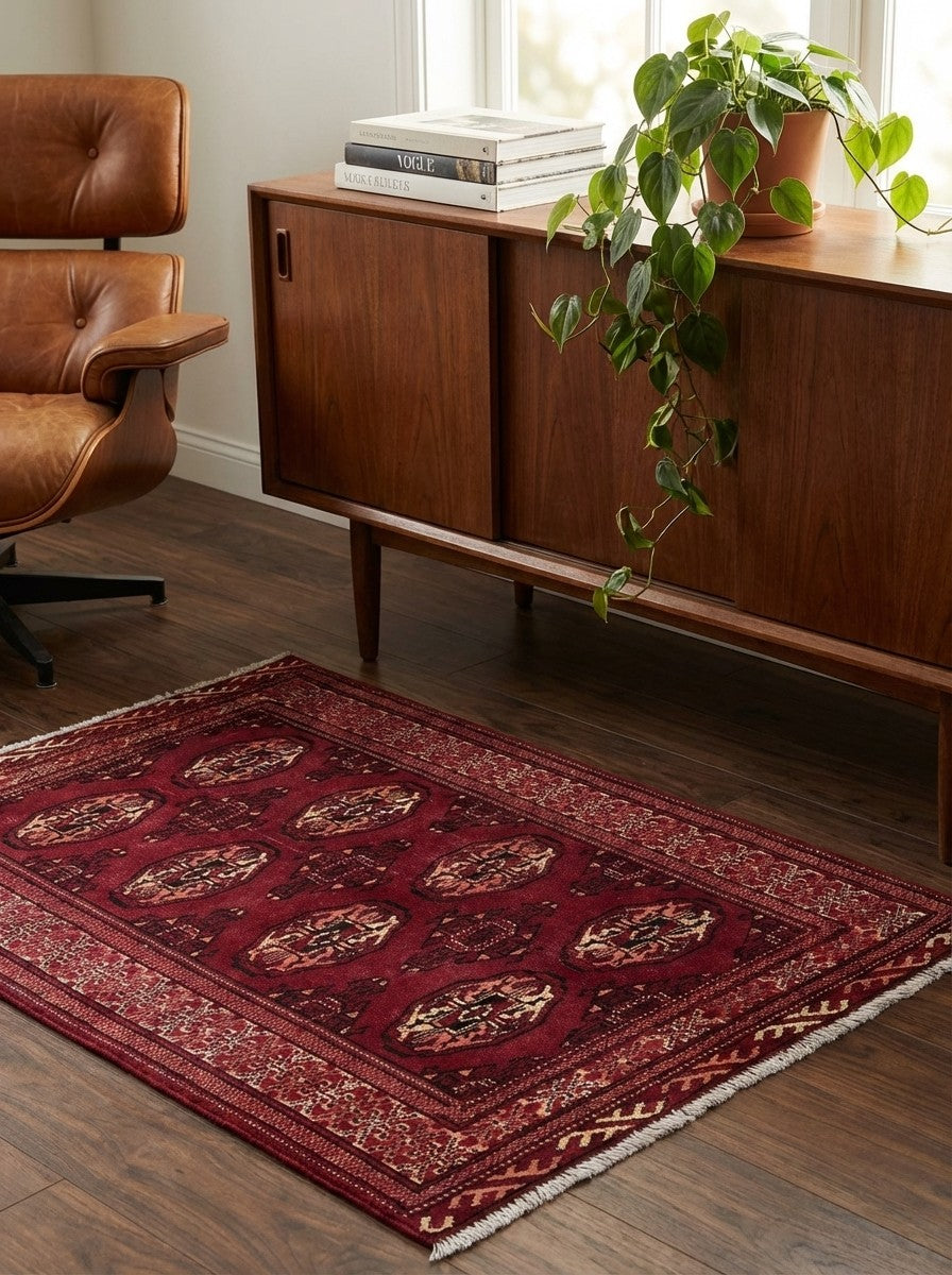 Heritage — Hand-knotted, 96x138 cm, Red, 100% Virgin Wool | Back view