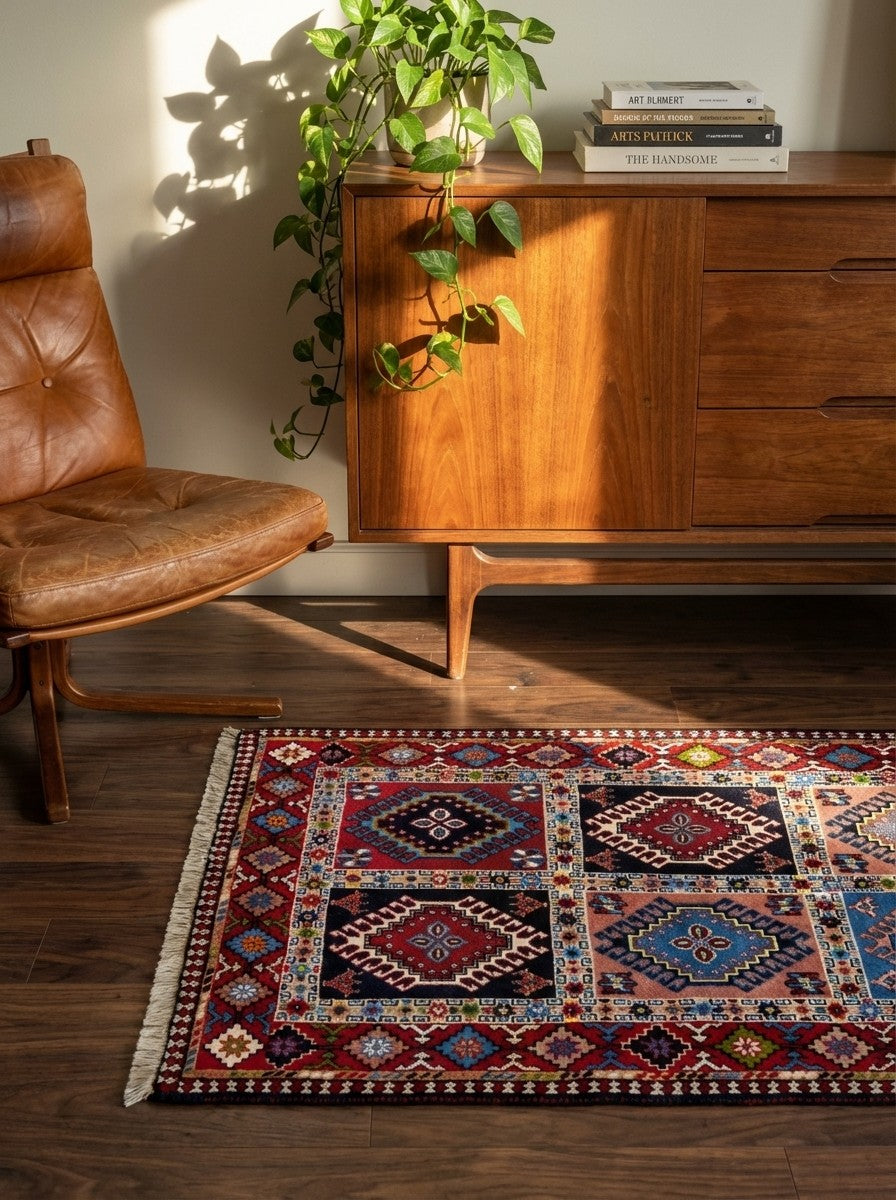 Yalameh — Hand-knotted, 85x139 cm, Multicolor, 100% Virgin Wool | Back view