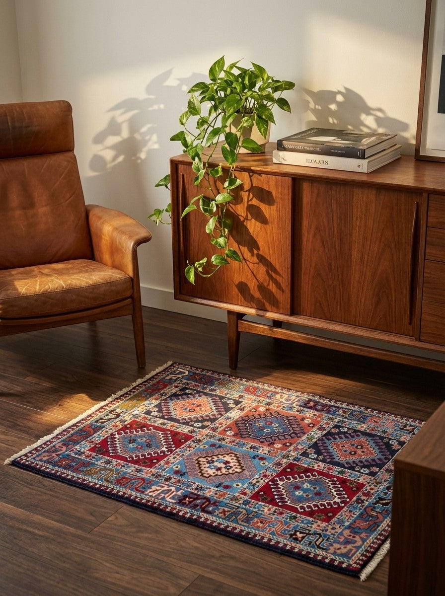 Yalameh — Hand-knotted, 80x129 cm, Multicolor, 100% Virgin Wool | Back view
