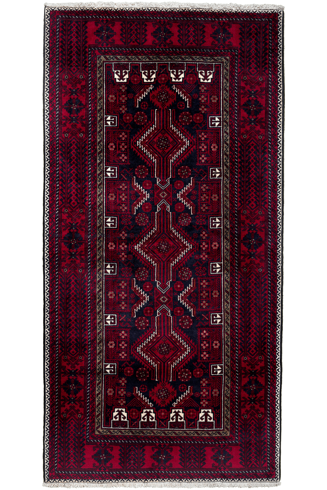 Belutch — Hand-knotted, 113x224 cm, Blue, 100% Virgin Wool | Main view