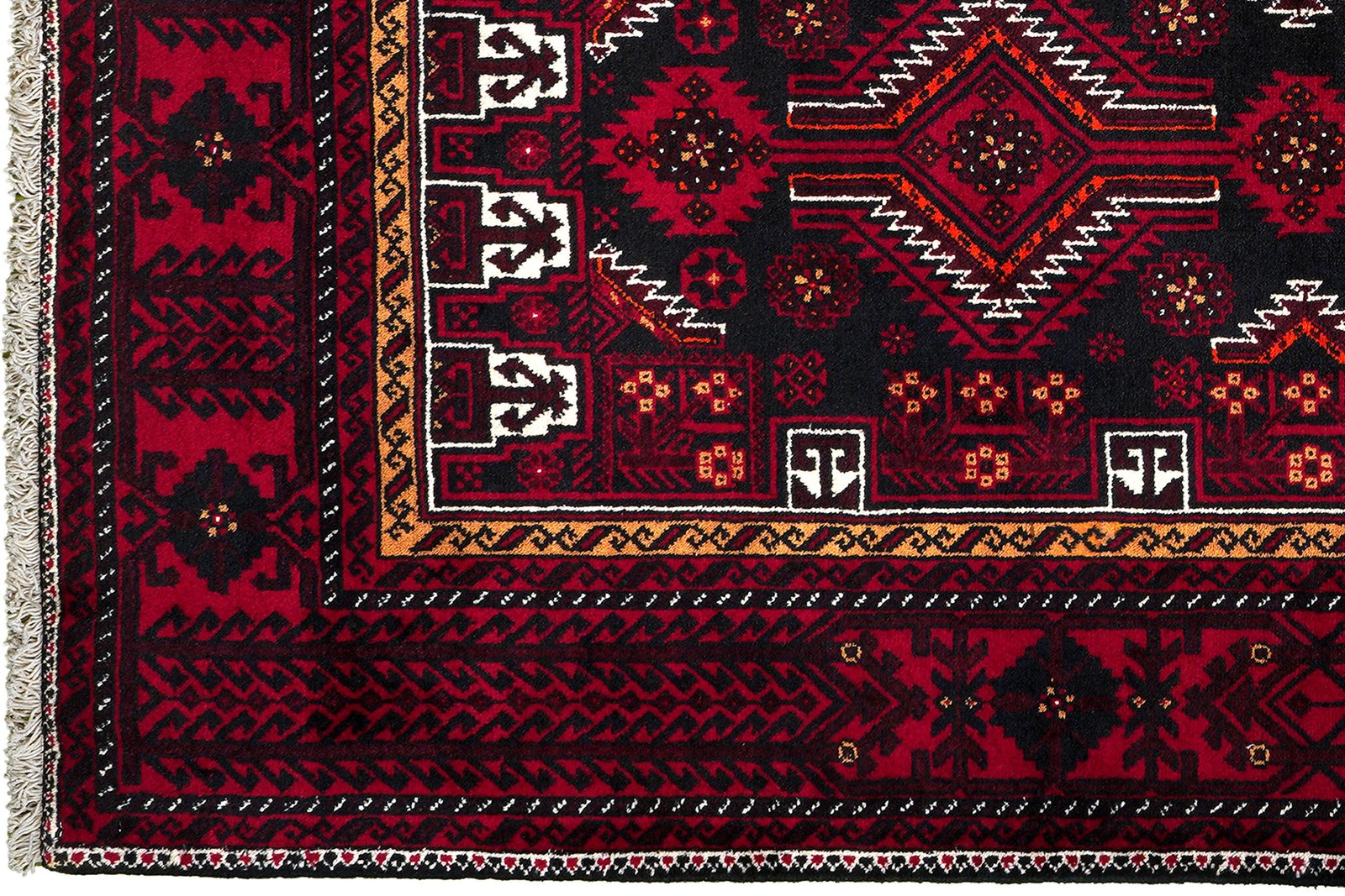 Belutch — Hand-knotted, 107x225 cm, Black, 100% Virgin Wool | View 3
