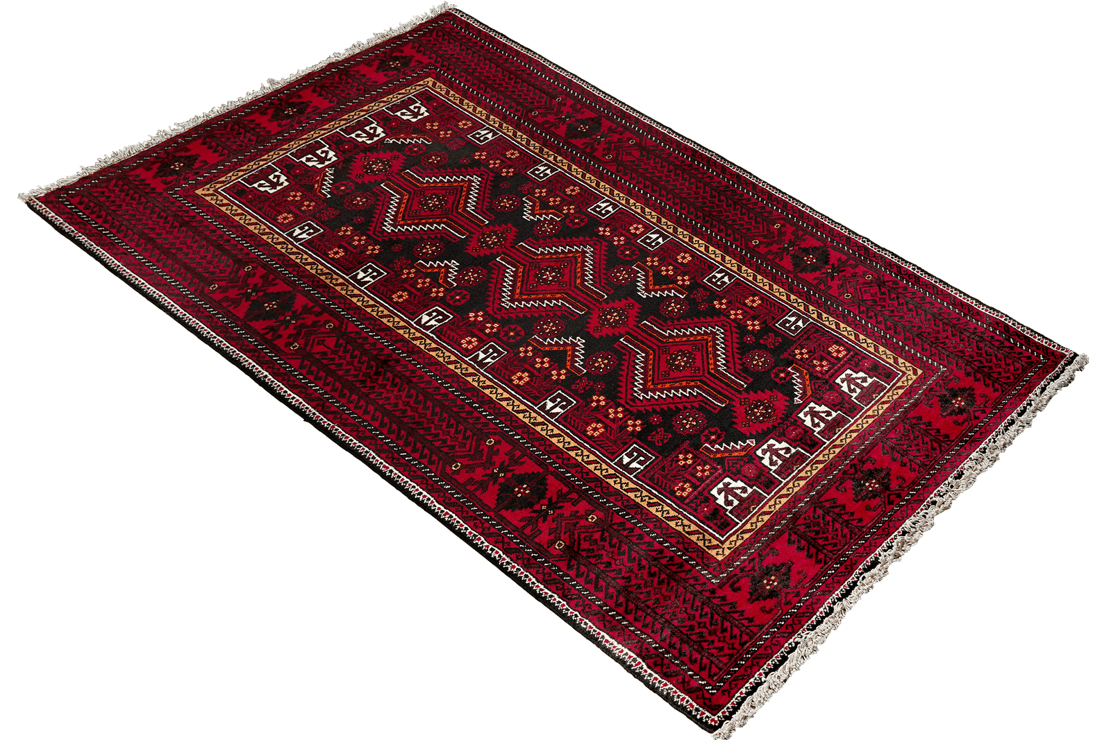 Belutch — Hand-knotted, 107x225 cm, Black, 100% Virgin Wool | View 4