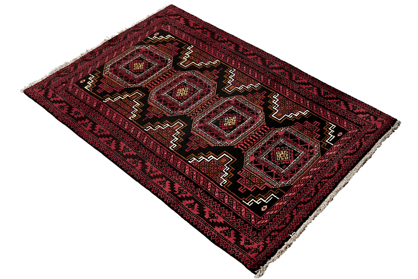 Belutch — Hand-knotted, 102x204 cm, Black, 100% Virgin Wool | View 4