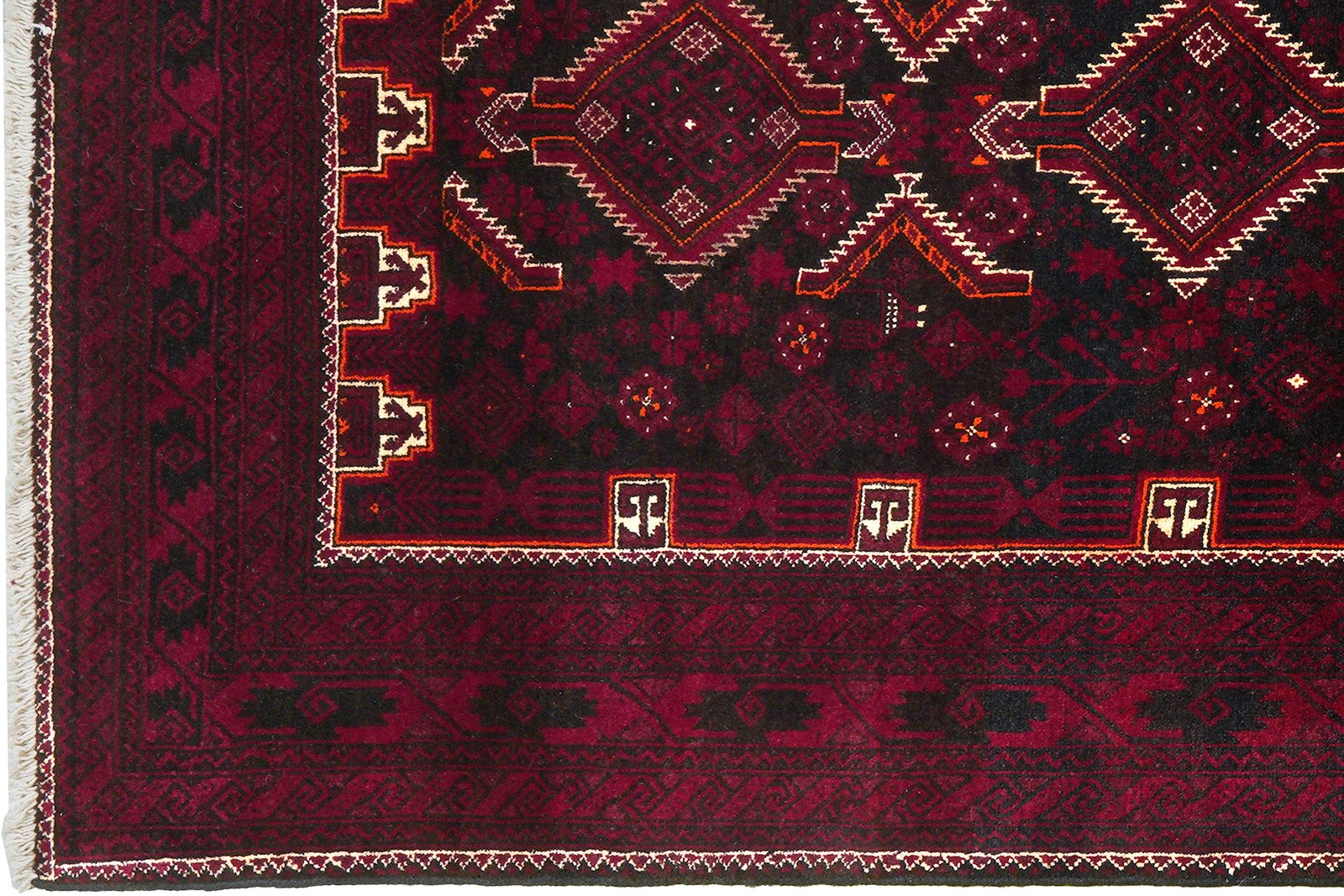 Belutch — Hand-knotted, 107x217 cm, Black, 100% Virgin Wool | View 3
