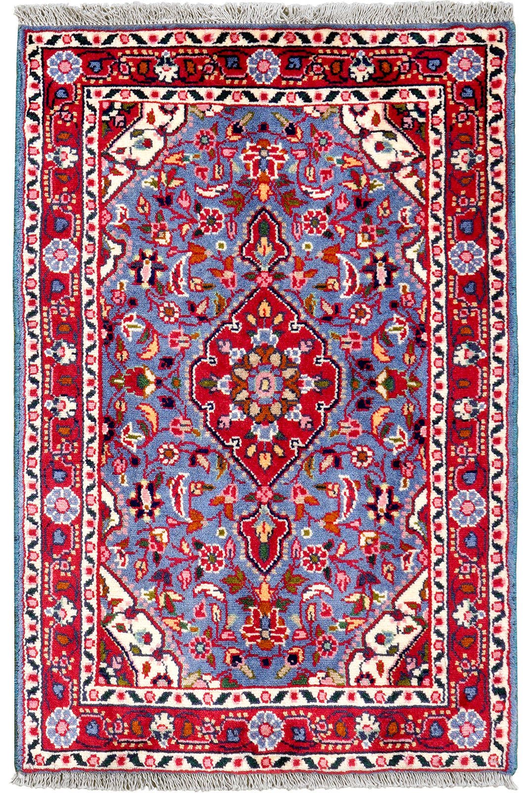 Dardjazin — Hand-knotted, 56x85 cm, Blue, 100% Virgin Wool | Main view