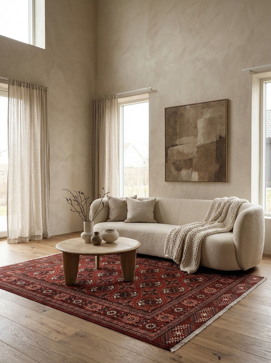 Turkman — Handgefertigt, 201x134 cm, Rot, 100% Virgin Wool | Detail view